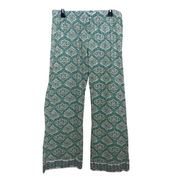 World Market | Green Boho Floral Lounge Sleep Pants L/XL Pajama Damask Hippie - Picture 2 of 6